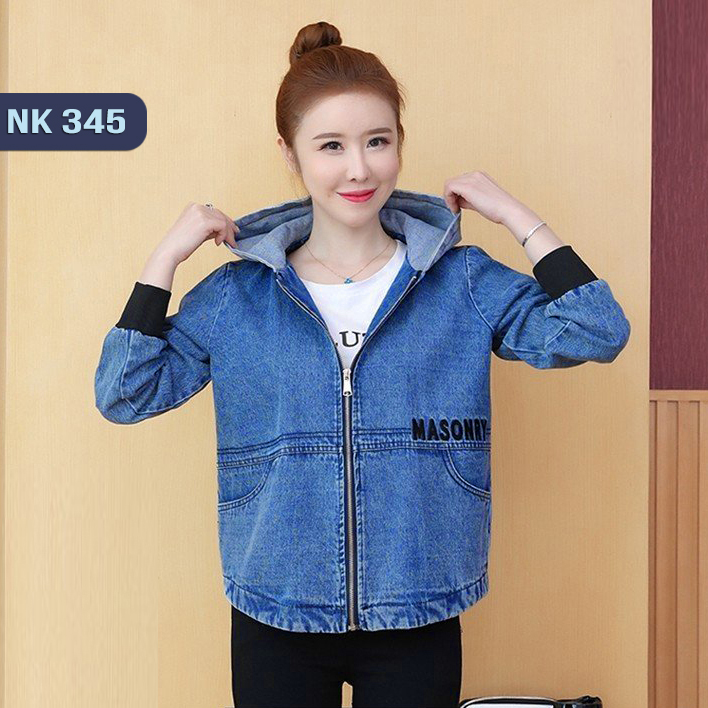 ÁO KHOÁC JEAN NỮ CÓ NÓN PHỐI BO TAY